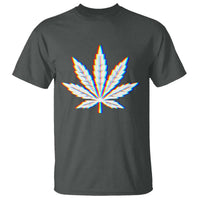 Cannabis Leaf Glitch Effect Graphic T Shirt Retro RGB Distortion Weed and Stoner Lifestyle
