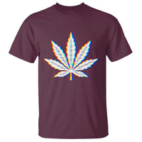 Cannabis Leaf Glitch Effect Graphic T Shirt Retro RGB Distortion Weed and Stoner Lifestyle