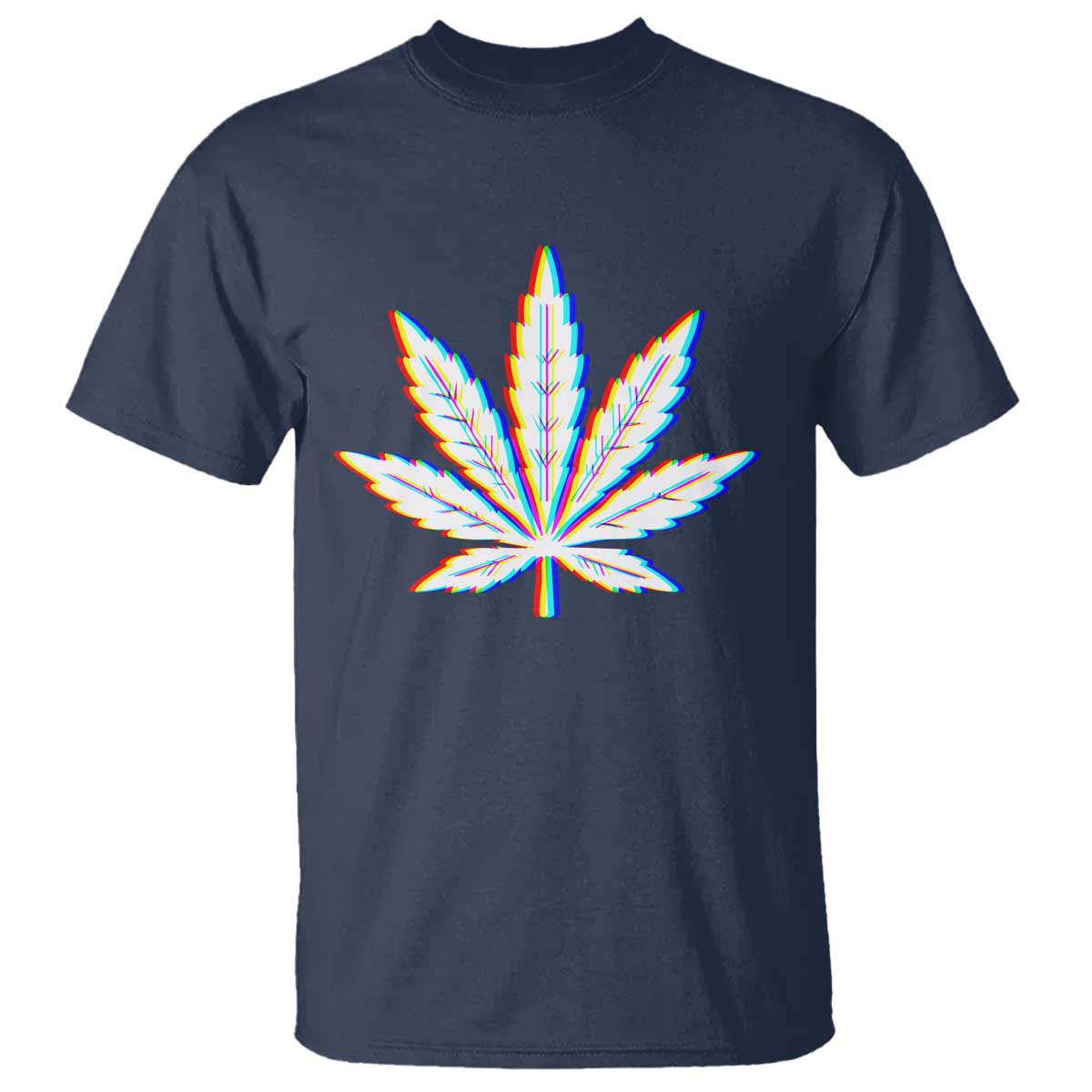 Cannabis Leaf Glitch Effect Graphic T Shirt Retro RGB Distortion Weed and Stoner Lifestyle