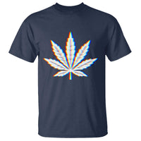 Cannabis Leaf Glitch Effect Graphic T Shirt Retro RGB Distortion Weed and Stoner Lifestyle