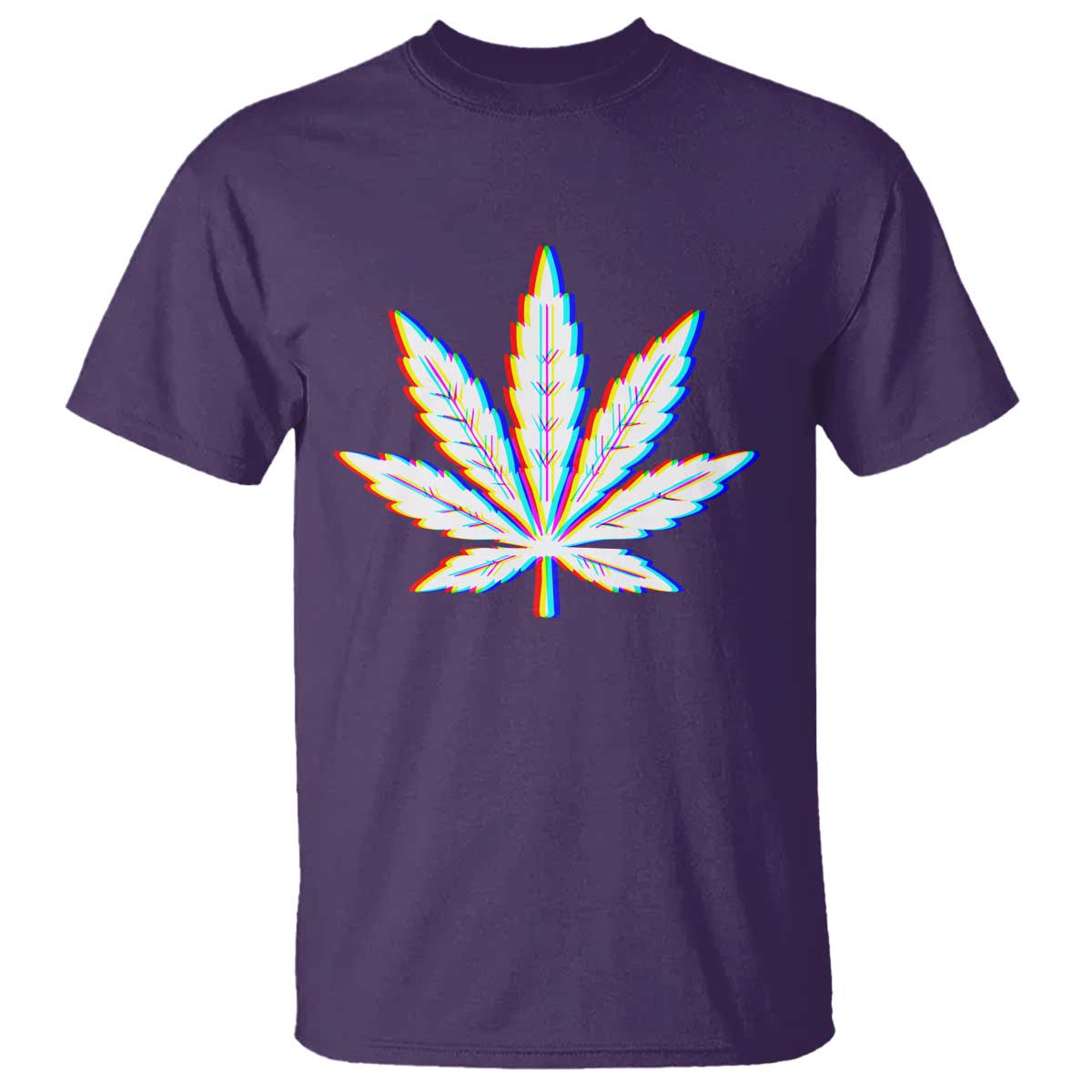 Cannabis Leaf Glitch Effect Graphic T Shirt Retro RGB Distortion Weed and Stoner Lifestyle