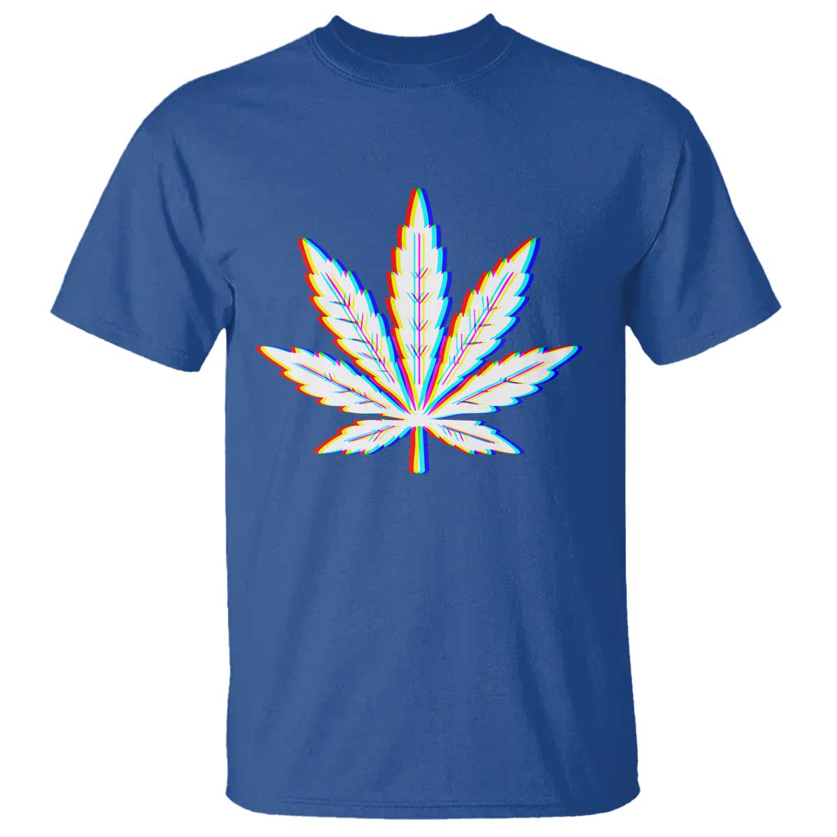 Cannabis Leaf Glitch Effect Graphic T Shirt Retro RGB Distortion Weed and Stoner Lifestyle