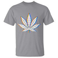 Cannabis Leaf Glitch Effect Graphic T Shirt Retro RGB Distortion Weed and Stoner Lifestyle