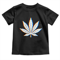 Cannabis Leaf Glitch Effect Graphic Toddler T Shirt Retro RGB Distortion Weed and Stoner Lifestyle