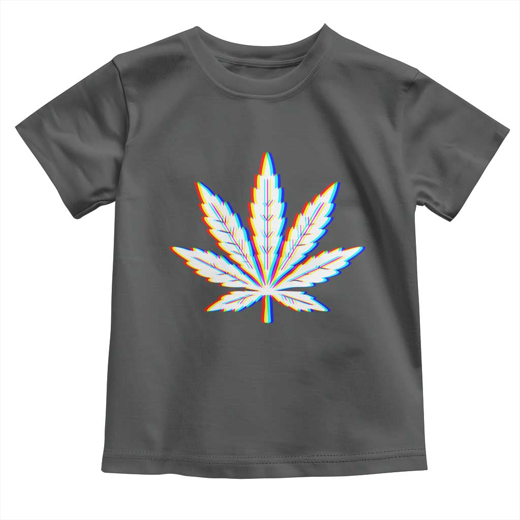 Cannabis Leaf Glitch Effect Graphic Toddler T Shirt Retro RGB Distortion Weed and Stoner Lifestyle