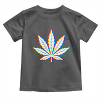 Cannabis Leaf Glitch Effect Graphic Toddler T Shirt Retro RGB Distortion Weed and Stoner Lifestyle