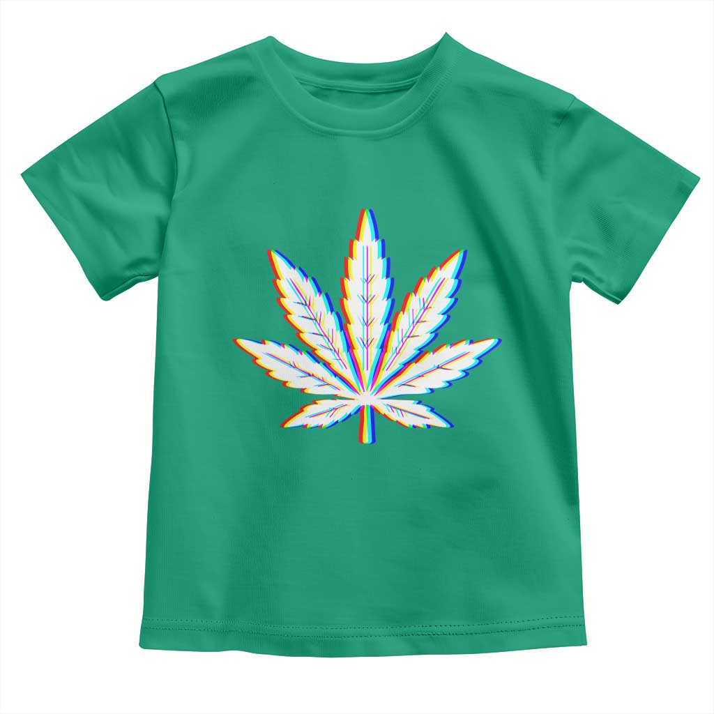 Cannabis Leaf Glitch Effect Graphic Toddler T Shirt Retro RGB Distortion Weed and Stoner Lifestyle