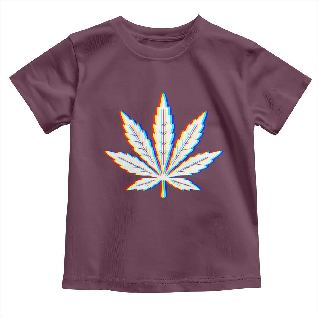 Cannabis Leaf Glitch Effect Graphic Toddler T Shirt Retro RGB Distortion Weed and Stoner Lifestyle