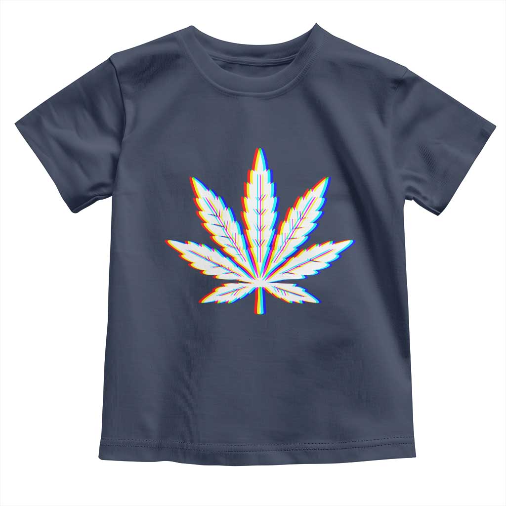Cannabis Leaf Glitch Effect Graphic Toddler T Shirt Retro RGB Distortion Weed and Stoner Lifestyle