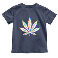 Cannabis Leaf Glitch Effect Graphic Toddler T Shirt Retro RGB Distortion Weed and Stoner Lifestyle