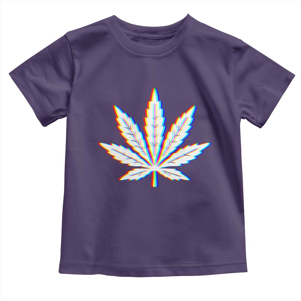 Cannabis Leaf Glitch Effect Graphic Toddler T Shirt Retro RGB Distortion Weed and Stoner Lifestyle