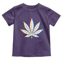 Cannabis Leaf Glitch Effect Graphic Toddler T Shirt Retro RGB Distortion Weed and Stoner Lifestyle