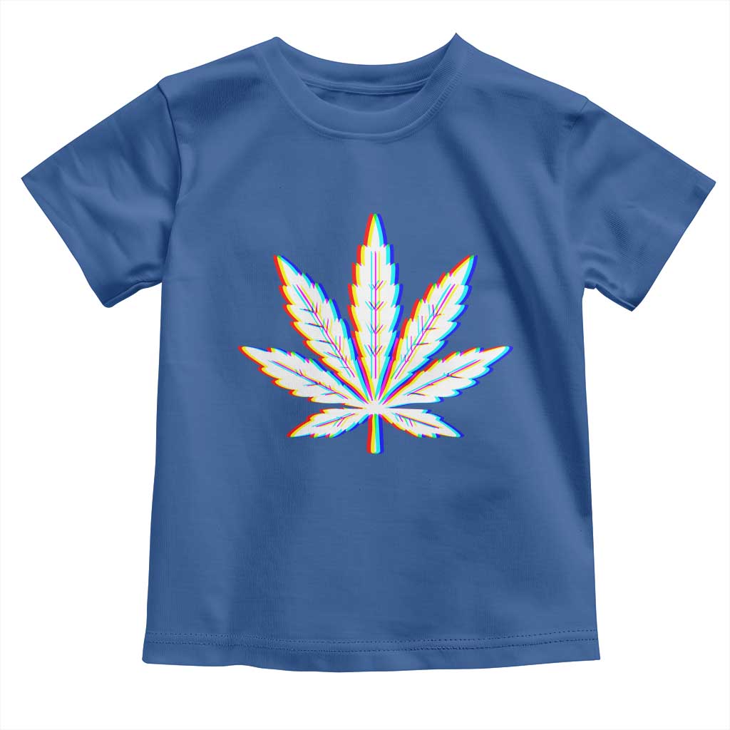 Cannabis Leaf Glitch Effect Graphic Toddler T Shirt Retro RGB Distortion Weed and Stoner Lifestyle