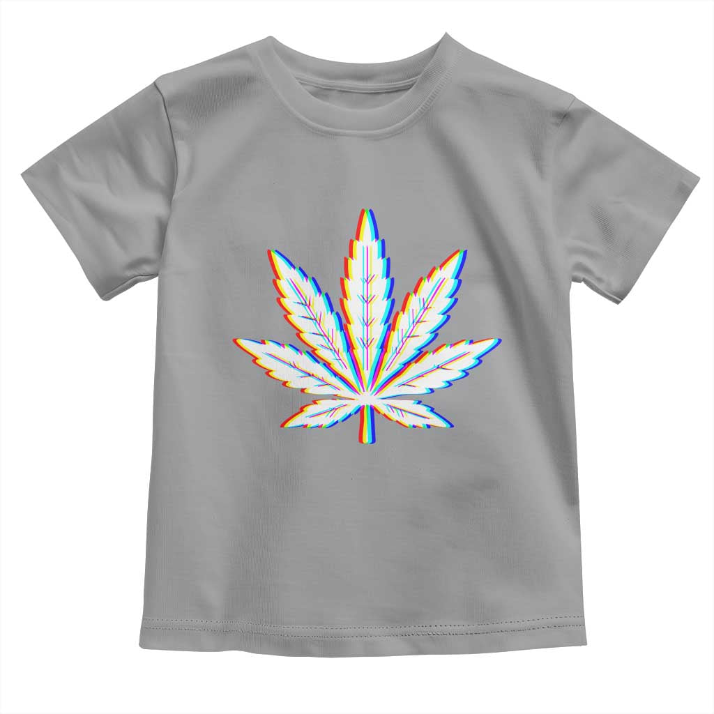 Cannabis Leaf Glitch Effect Graphic Toddler T Shirt Retro RGB Distortion Weed and Stoner Lifestyle