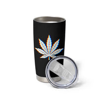 Cannabis Leaf Glitch Effect Graphic Tumbler Cup Retro RGB Distortion Weed and Stoner Lifestyle