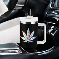 Cannabis Leaf Glitch Effect Graphic Tumbler With Handle Retro RGB Distortion Weed and Stoner Lifestyle