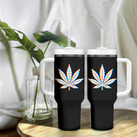 Cannabis Leaf Glitch Effect Graphic Tumbler With Handle Retro RGB Distortion Weed and Stoner Lifestyle