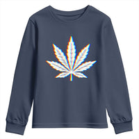 Cannabis Leaf Glitch Effect Graphic Youth Sweatshirt Retro RGB Distortion Weed and Stoner Lifestyle