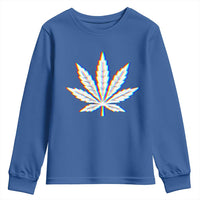 Cannabis Leaf Glitch Effect Graphic Youth Sweatshirt Retro RGB Distortion Weed and Stoner Lifestyle