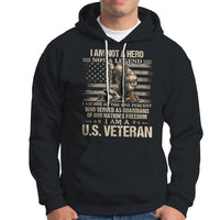 American Veteran Hoodie I Am Not A Hero Not A Legend US Flag Soldier Combat Boots And Dog Tags - Wonder Print Shop