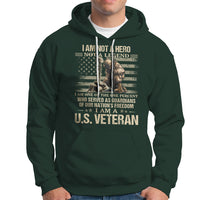 American Veteran Hoodie I Am Not A Hero Not A Legend US Flag Soldier Combat Boots And Dog Tags - Wonder Print Shop