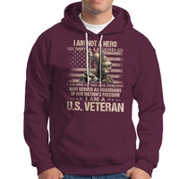 American Veteran Hoodie I Am Not A Hero Not A Legend US Flag Soldier Combat Boots And Dog Tags - Wonder Print Shop