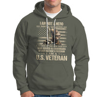 American Veteran Hoodie I Am Not A Hero Not A Legend US Flag Soldier Combat Boots And Dog Tags - Wonder Print Shop