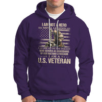 American Veteran Hoodie I Am Not A Hero Not A Legend US Flag Soldier Combat Boots And Dog Tags - Wonder Print Shop
