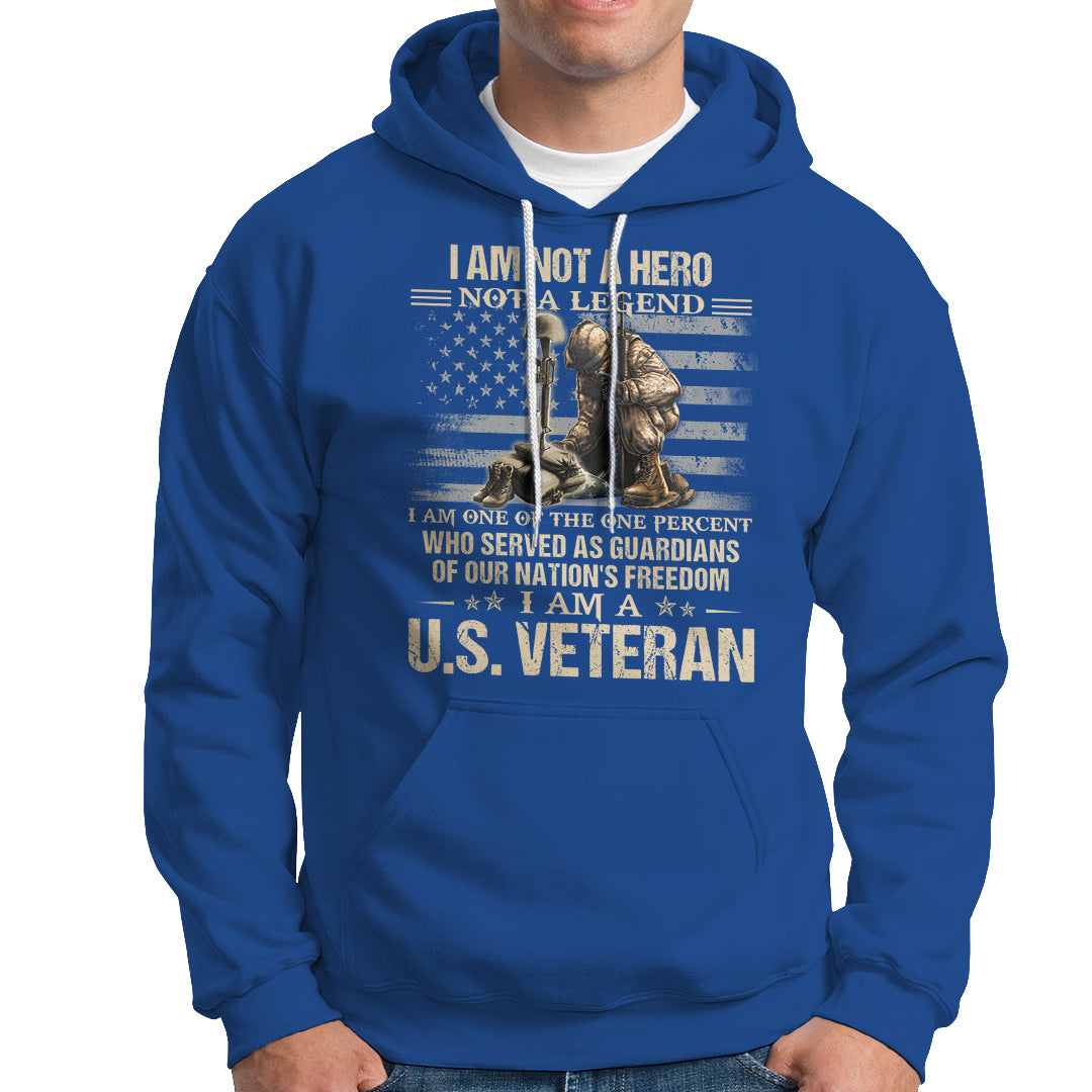 American Veteran Hoodie I Am Not A Hero Not A Legend US Flag Soldier Combat Boots And Dog Tags - Wonder Print Shop