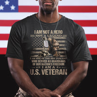 American Veteran T Shirt I Am Not A Hero Not A Legend US Flag Soldier Combat Boots And Dog Tags - Wonder Print Shop