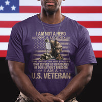 American Veteran T Shirt I Am Not A Hero Not A Legend US Flag Soldier Combat Boots And Dog Tags - Wonder Print Shop