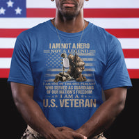 American Veteran T Shirt I Am Not A Hero Not A Legend US Flag Soldier Combat Boots And Dog Tags - Wonder Print Shop
