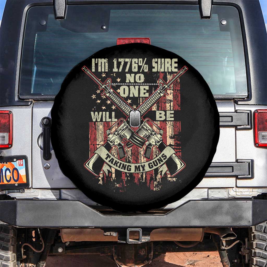 American Patriotic Spare Tire Cover I'm 1776% Sure No One Will Be Taking My Guns US Flag Rifles