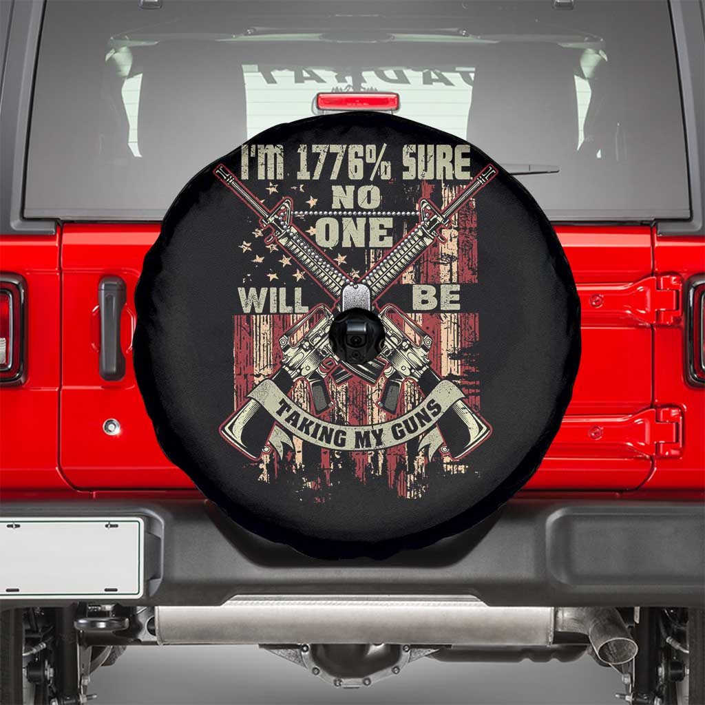 American Patriotic Spare Tire Cover I'm 1776% Sure No One Will Be Taking My Guns US Flag Rifles
