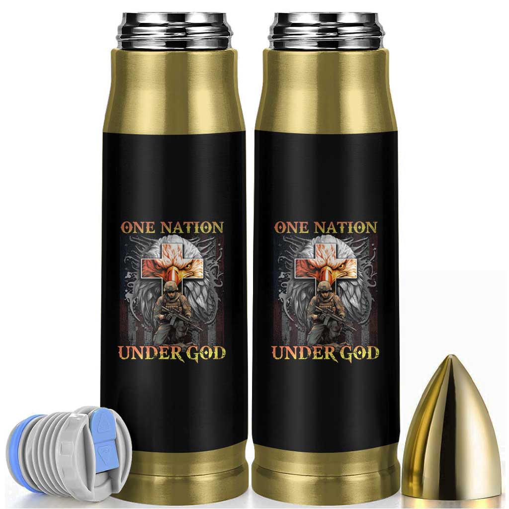 American Patriotic Bullet Tumbler One Nation Under God Christian Cross Bald Eagle