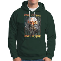 American Patriotic Hoodie One Nation Under God Christian Cross Bald Eagle - Wonder Print Shop