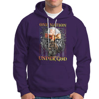 American Patriotic Hoodie One Nation Under God Christian Cross Bald Eagle - Wonder Print Shop