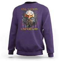 American Patriotic Sweatshirt One Nation Under God Christian Cross Bald Eagle - Wonder Print Shop