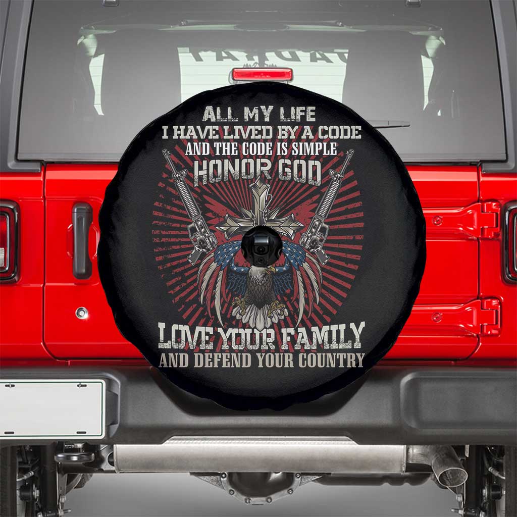 Veteran Spare Tire Cover Honor God Love Your Family And Defend Your Country Christian American Bald Eagle