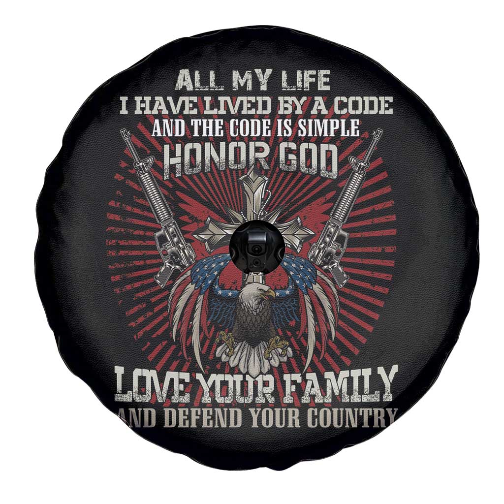 Veteran Spare Tire Cover Honor God Love Your Family And Defend Your Country Christian American Bald Eagle