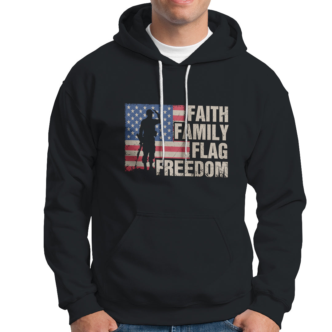 American Patriotic Hoodie Faith Family Flag Freedom US Flag Patriot - Wonder Print Shop