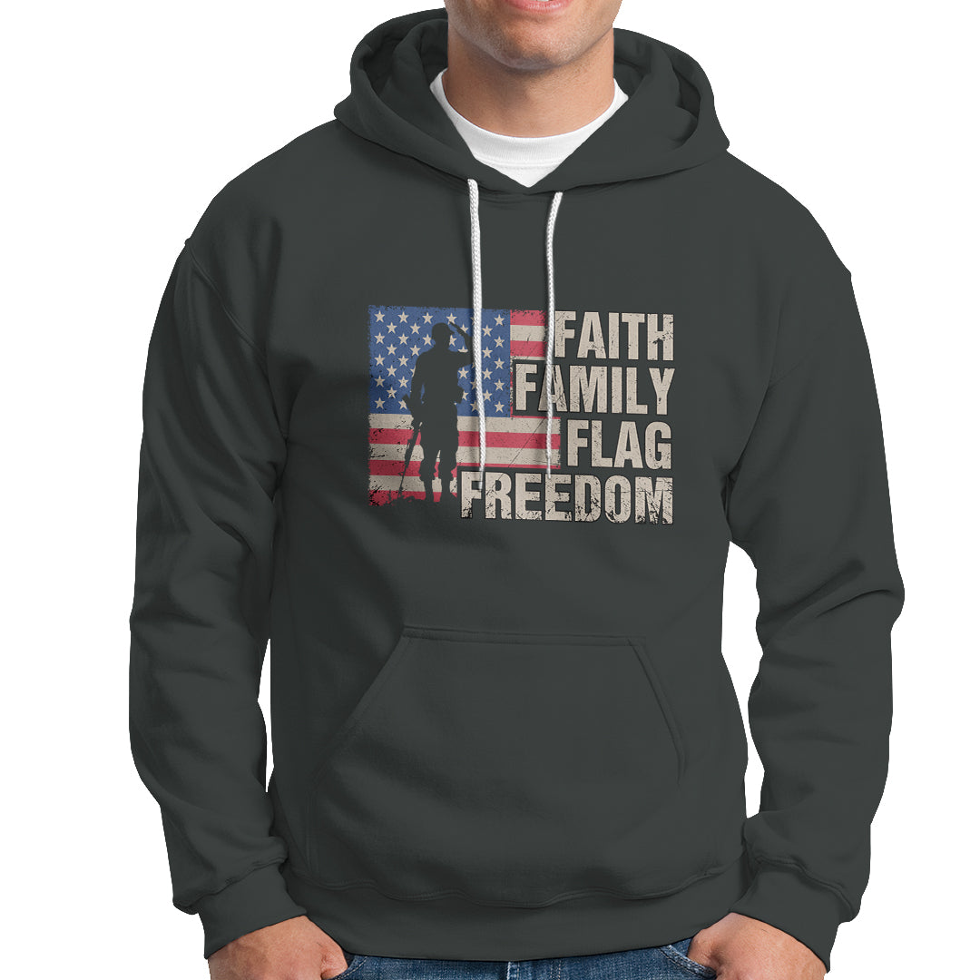 American Patriotic Hoodie Faith Family Flag Freedom US Flag Patriot - Wonder Print Shop