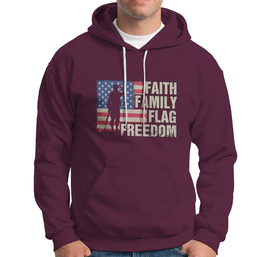 American Patriotic Hoodie Faith Family Flag Freedom US Flag Patriot - Wonder Print Shop
