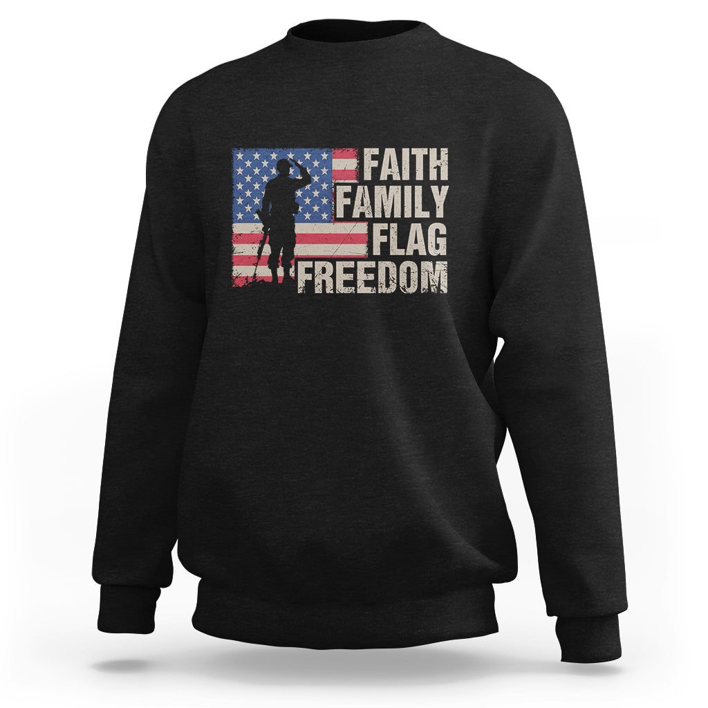 American Patriotic Sweatshirt Faith Family Flag Freedom US Flag Patriot - Wonder Print Shop