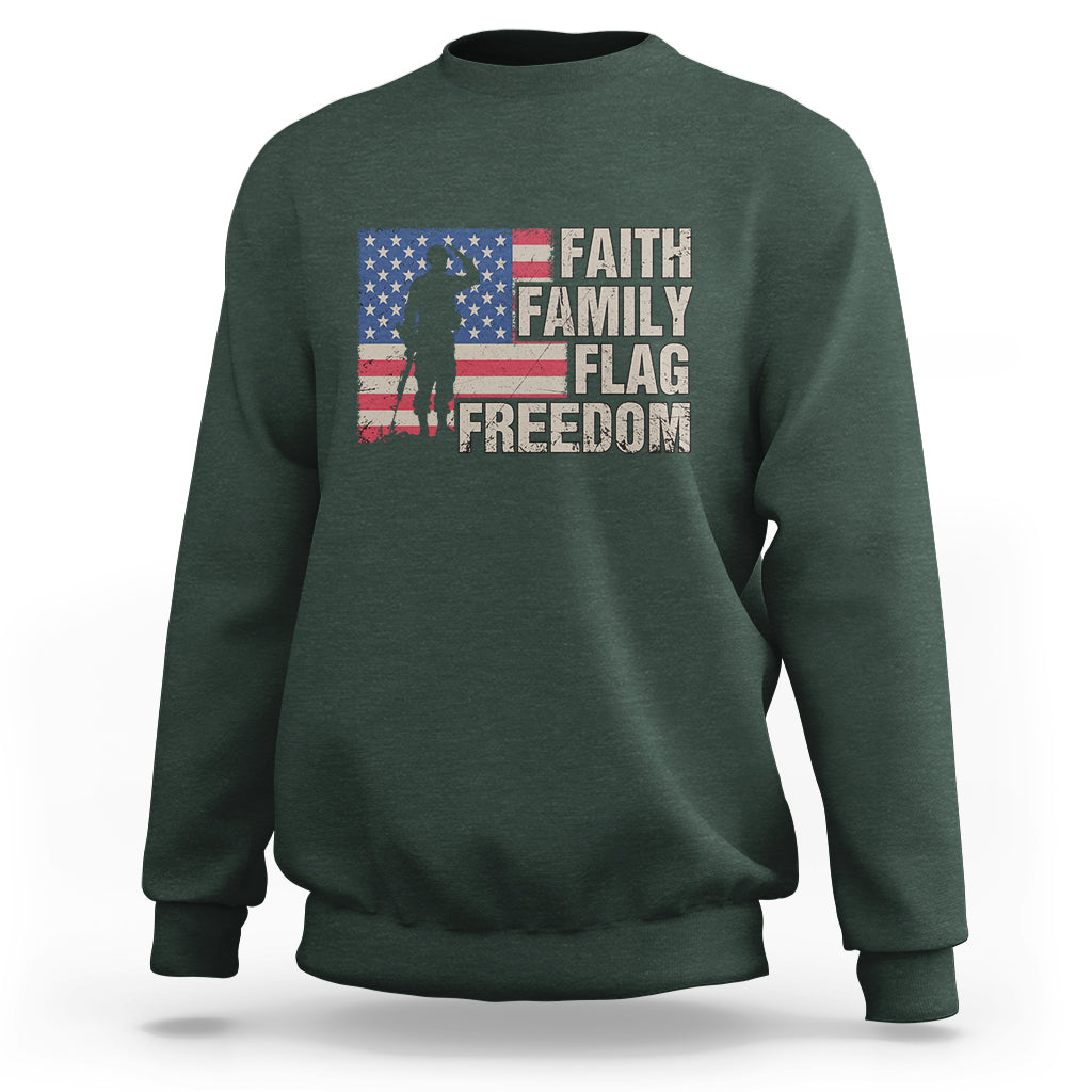American Patriotic Sweatshirt Faith Family Flag Freedom US Flag Patriot - Wonder Print Shop