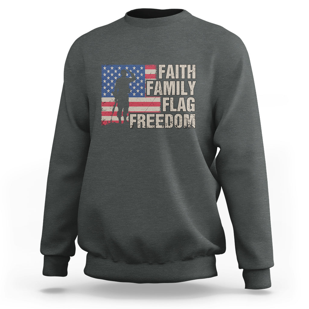 American Patriotic Sweatshirt Faith Family Flag Freedom US Flag Patriot - Wonder Print Shop