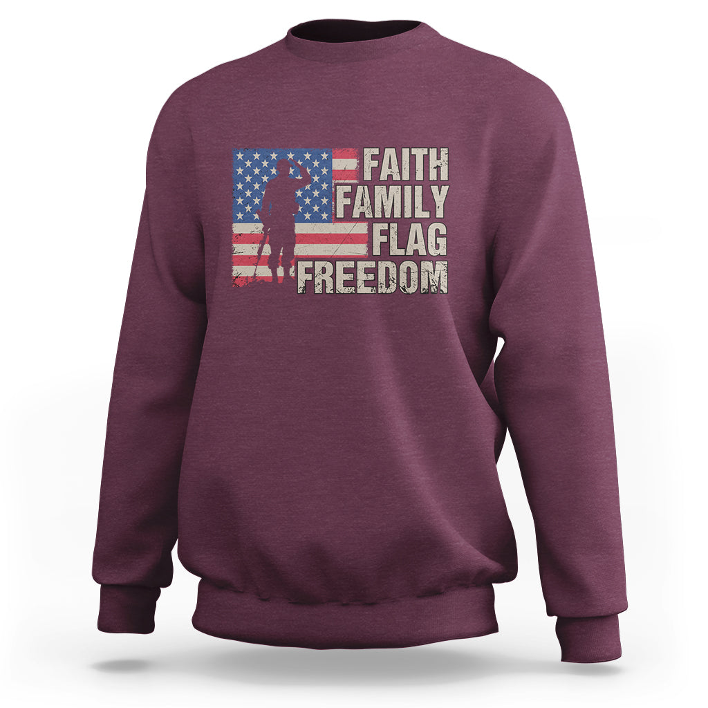 American Patriotic Sweatshirt Faith Family Flag Freedom US Flag Patriot - Wonder Print Shop