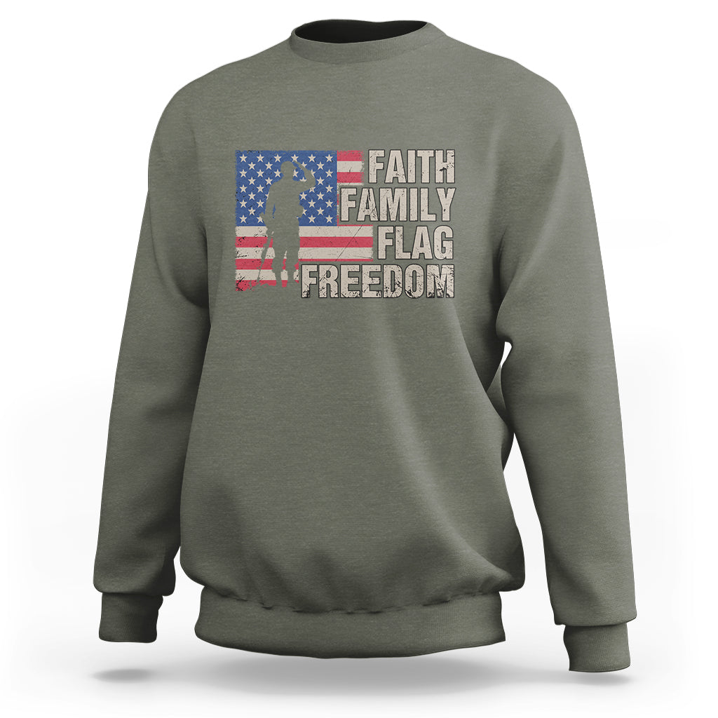 American Patriotic Sweatshirt Faith Family Flag Freedom US Flag Patriot - Wonder Print Shop