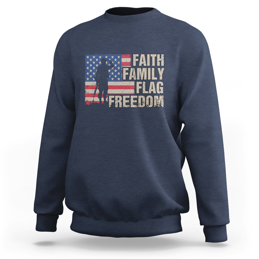 American Patriotic Sweatshirt Faith Family Flag Freedom US Flag Patriot - Wonder Print Shop