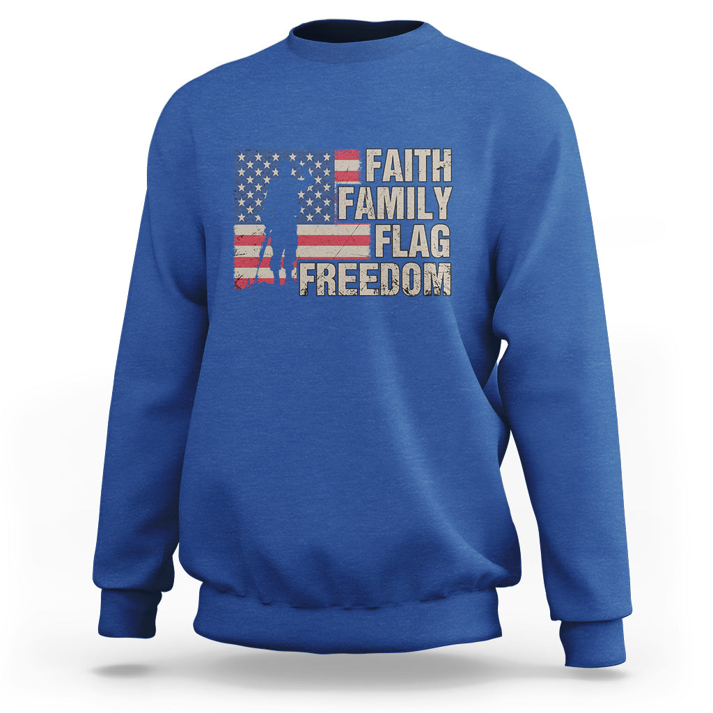 American Patriotic Sweatshirt Faith Family Flag Freedom US Flag Patriot - Wonder Print Shop